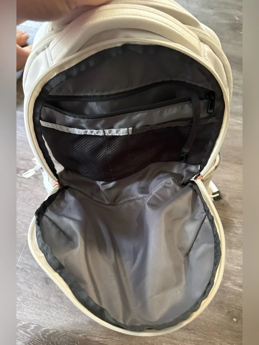 THE NORTH FACE Jester Luxe Backpack - Off-White with Rose Gold Logo